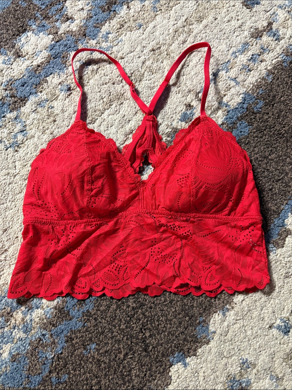 Lace Bralette Crop Top - Red